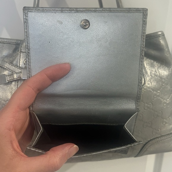 Authentic Gucci Wallet ONLY Guccissima Leather Metallic Silver - Picture 3 of 4